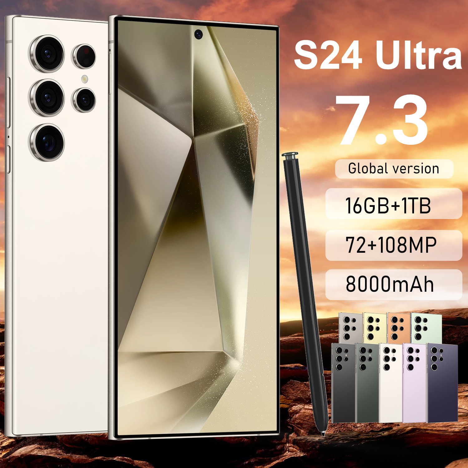S24Ultra7.3-inch HD screen mobile phone, Android 13 16+1TB card smartphone, facial recognition/5G/4G/3G/GPS positioning